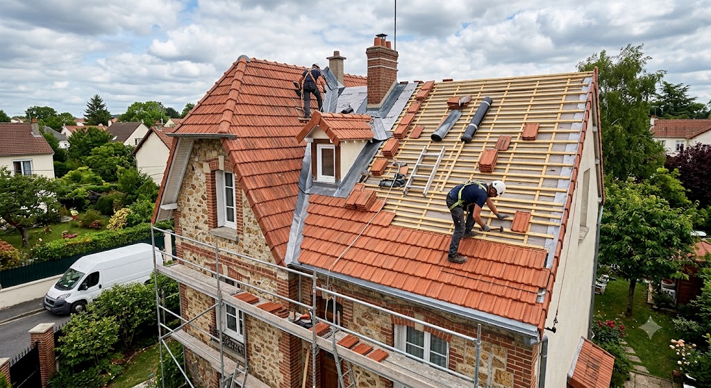 Travaux de couverture en tuiles